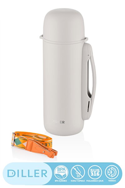 DILLER Yeni Koleksiyon 1260ml Kulplu Fincan-Kapaklı Askılı Paslanmaz Çelik Te...