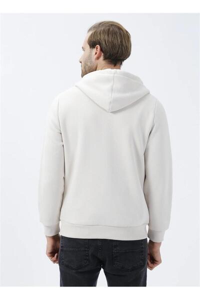 SÜVARİ Süvari με κουκούλα γιακά με φερμουάρ, κανονική εφαρμογή, μονόχρωμο εκρού φούτερ