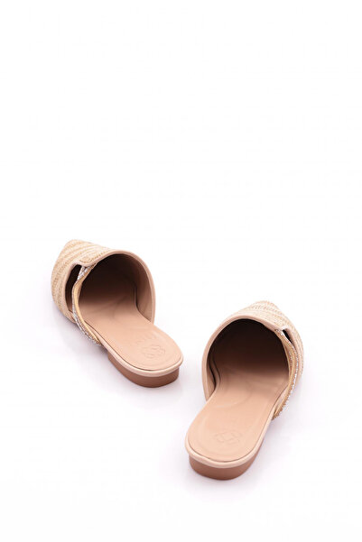 DGN Kadın Taş Süslemeli Terlik Ten Hasır 2623497216772322