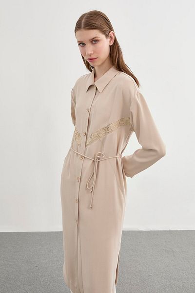 Zühre Πουκάμισο με γιακά με κουμπί Beige Giy Çık GÇ-0181