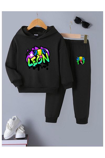 Massgai Детски комплект анцуг с долнище и горна част от игра Leon Visual Printed