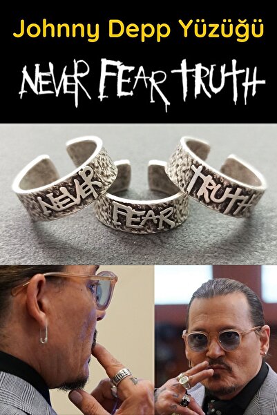 Fildişi Aksesuar Never Fear Truth Johnny Depp Yüzüğü Erkek Yüzük Seti Gümüş K...