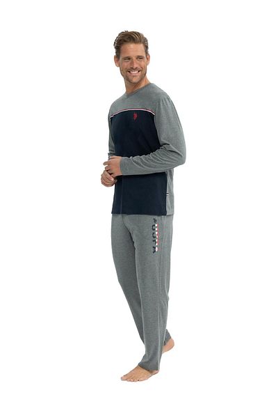 U.S. Polo Assn. Η.Π.Α. Polo Assn. Σετ ανδρικών πιτζάμες με στρογγυλή λαιμόκοψη Anthracite Melange