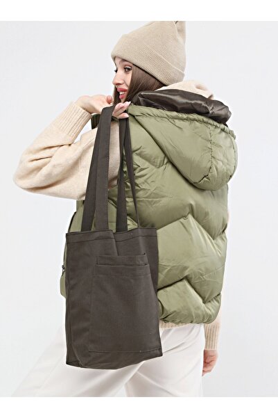 Çınar Bez Çanta 2 Sa džepovima Tamno zelena Gabardin Ramena Torba - Tamno zel...