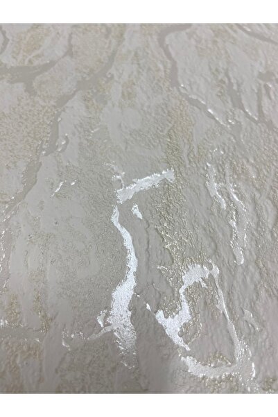 Dekor Beyaza Hafif Krem Sedefli Kabartmalı Silinebilir Duvar Kağıdı Eni 53cm/...