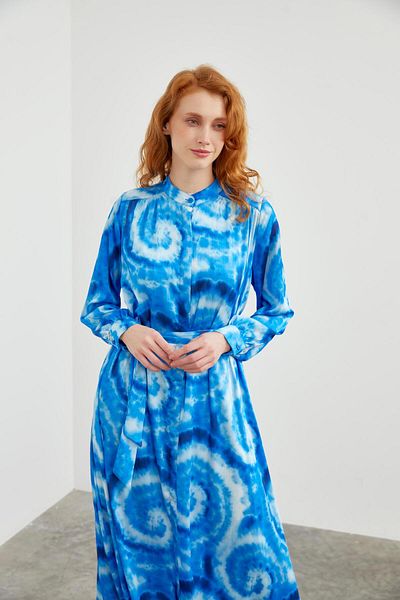 Zühre Rochie lungă cu model albastru - E-0400