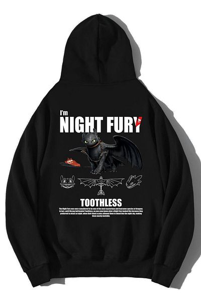 BRZ COLLECTION Hanorac unisex supradimensionat Night Fury How to Train Your Dragon