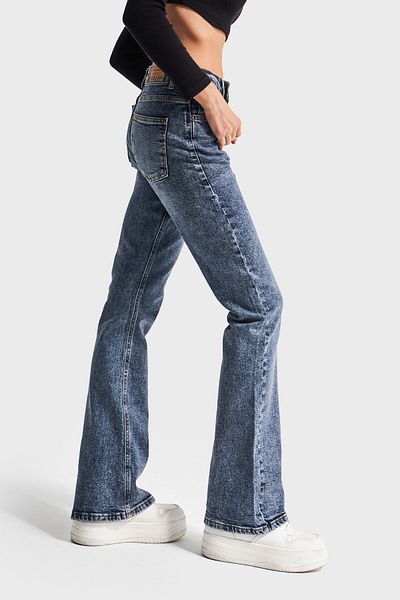 its basic Blugi de damă Tint Color Flare Mold Spaniolă Picior Jean cu talie înaltă