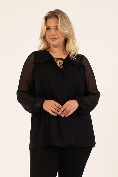 MYLİNE Front Tie Ruffle Detailed Blouse