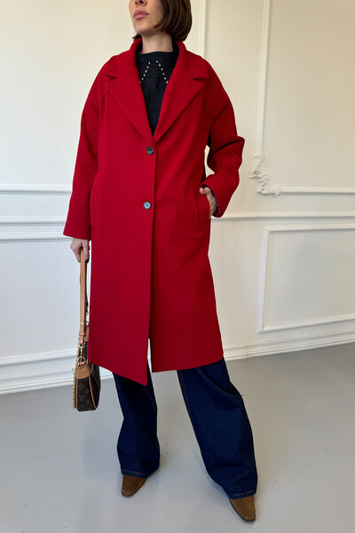 MAGARDE Red Long Stamp Coat