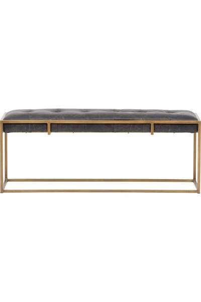 SCY Nate 140 Cm Dekoratif Yatak Ucu Oturma Bank Makyaj Oturağı Metal Ayaklı Suni Deri Döşemeli Puf Bench