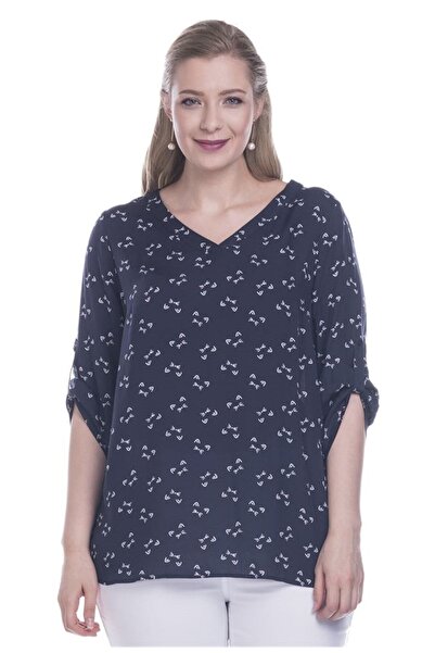 MYLİNE V-Neck 3/4 Sleeve Blouse