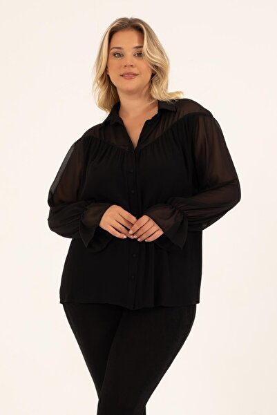 MYLİNE Bluză din șifon cu guler și mâneci