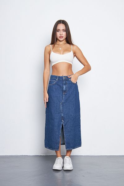 Kutaf Fusta albastră din denim cu fante în față