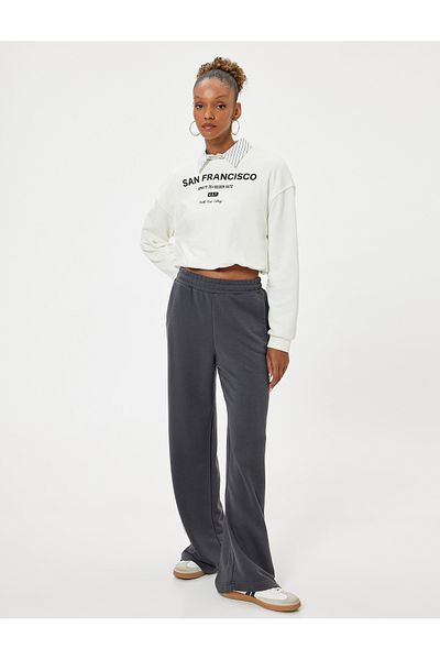 Koton Comfortable Fit Wide Leg Sweatpants - Elastic Waist and Pockets