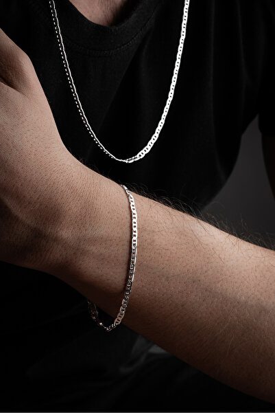 Silvano Jewelry 925 ayar Gümüş Gurmet Zincir Takı (Kolye-Bileklik) Seti