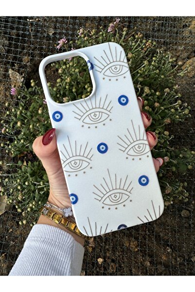 OVADA iphone 16 Pro Uyumlu Nazar Boncuğu Desenli İçi Kadife Silikon Kılıf