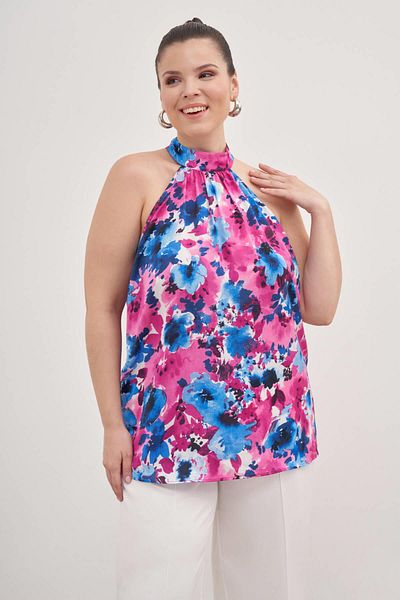 MYLİNE Blouse with Print Halter Neckline