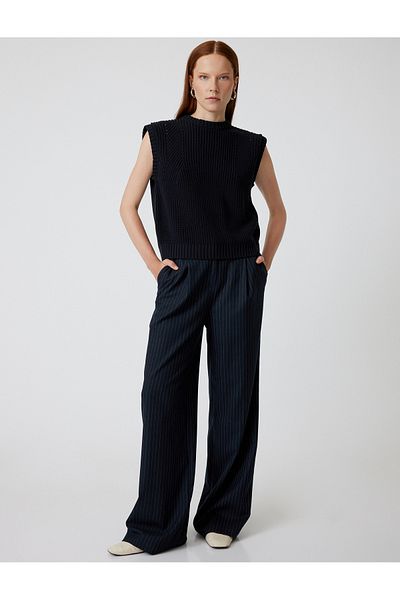 Koton Round Neck Knitwear Sweater with Back Window Detail