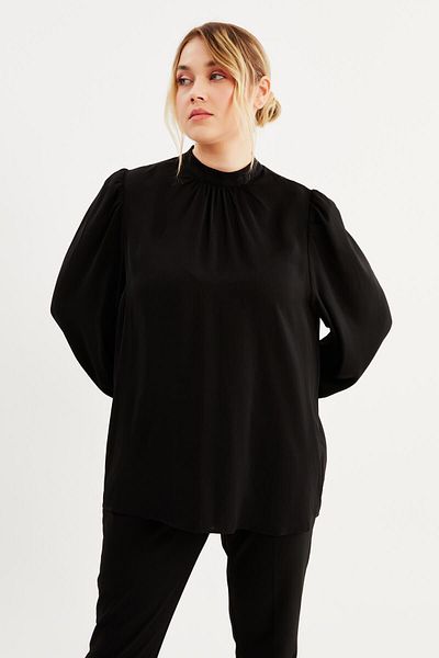 MYLİNE Satin Blouse with Shirring Detail