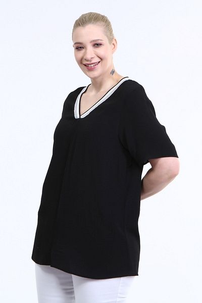 MYLİNE V-Neck Ribbed Blouse