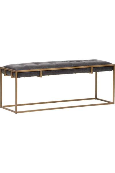 SCY Nate 140 Cm Dekoratif Yatak Ucu Oturma Bank Makyaj Oturağı Metal Ayaklı Suni Deri Döşemeli Puf Bench