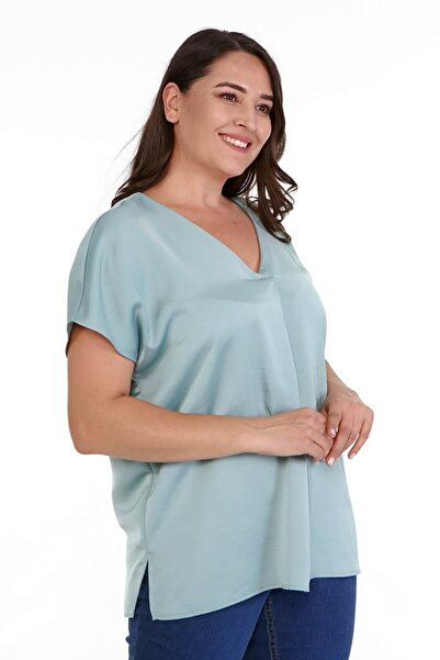 MYLİNE Σατέν μπλούζα με λαιμόκοψη