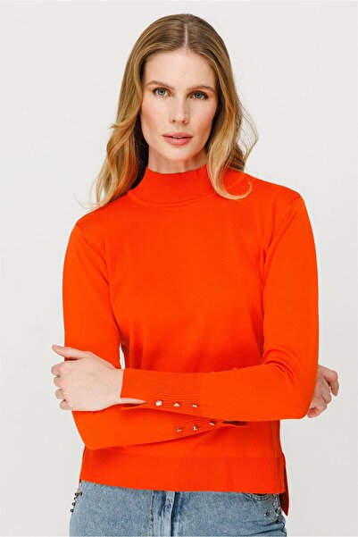 accort Yarım Balıkçı Basic Triko Kazak-ORANJE