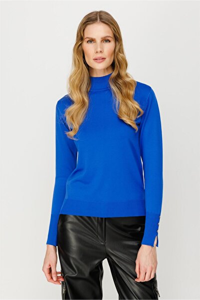 accort Yarım Balıkçı Basic Triko Kazak-SAX