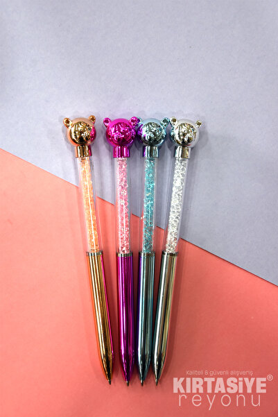 Kids Like Ayıcık Figürlü Metalik Çevirmeli Tükenmez Kalem