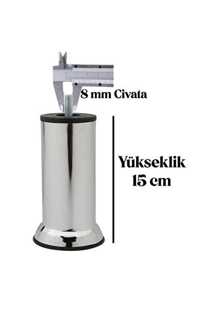 Badem10 Furniture Sofa Base with M8 Apparatus Set of 12 Armchair Sofa Bed 15 cm Chrome Metal Heightening Leg Feet