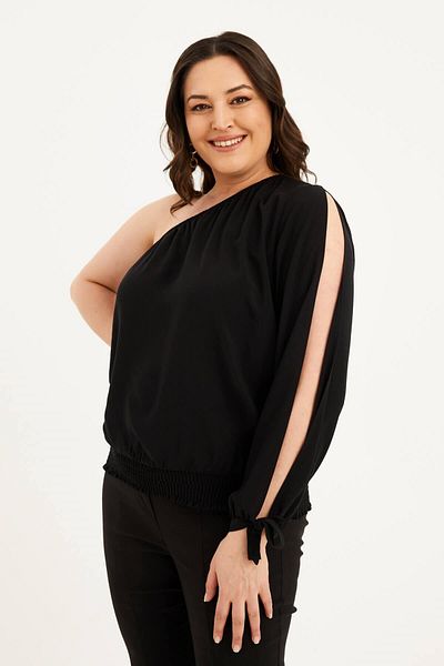 MYLİNE Sequined Blouse with Slit Sleeves