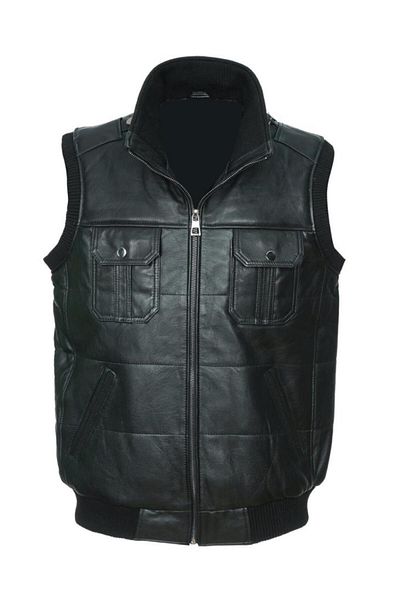 Sanalbolluk Black Leather Vest - Collar and Elastic Waist