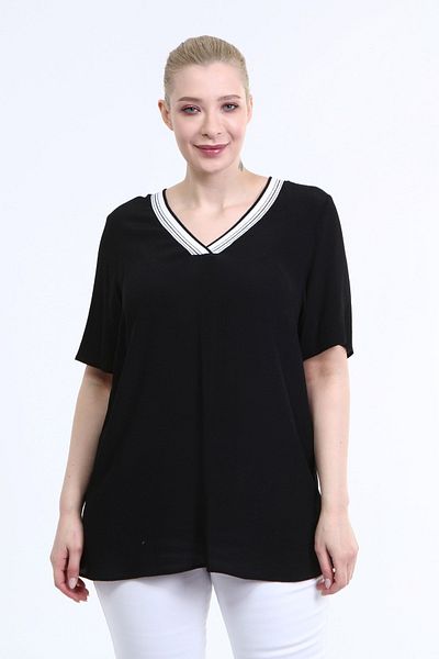 MYLİNE V-Neck Ribbed Blouse