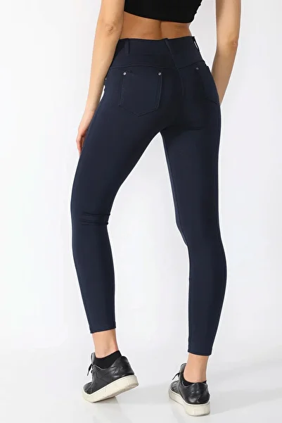 TÜKATO Navy Blue Trousers Look Recovery Leggings with Back Pocket