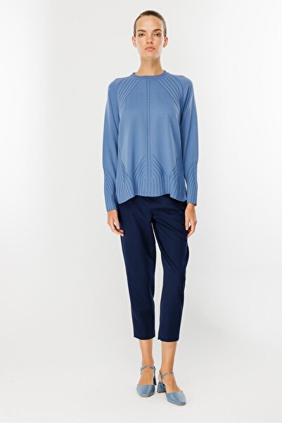 accort Kendinden Desenli Triko Kazak-İNDİGO