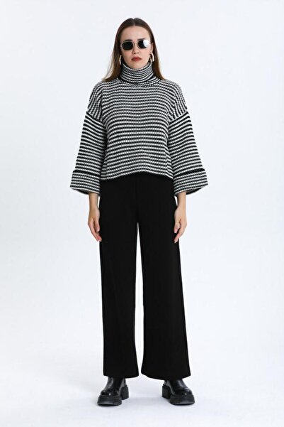 Rodi Striped Degaje Collar Women's Knitwear Blouse - 014