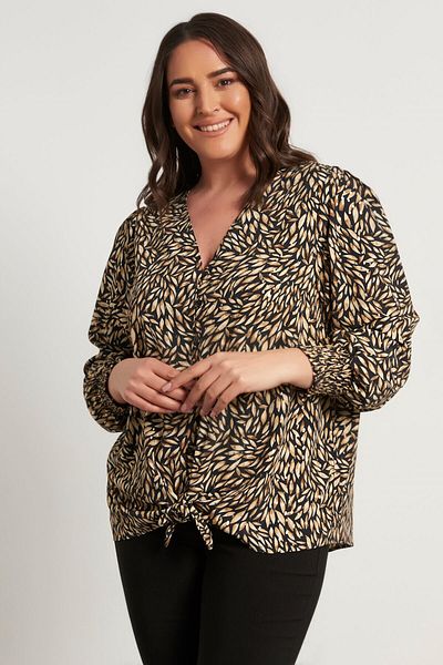 MYLİNE Blouse with Foil Print Binding Detail