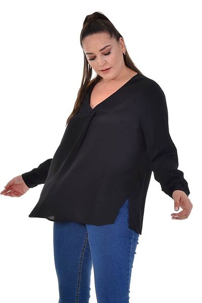 MYLİNE Long Sleeve V-Neck Blouse