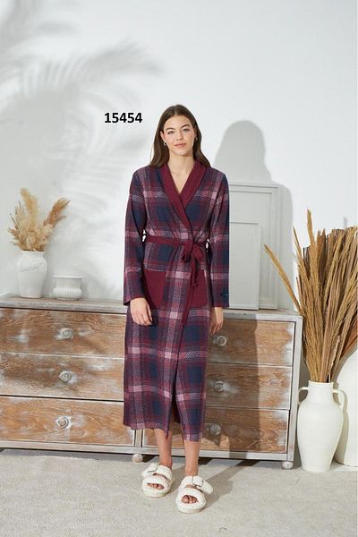 Sevim 15454 Дамски дълъг кариран халат