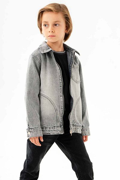 Gold Class Kidswear جاكيت جينز للأولاد بسحاب وجيب مزدوج وجيب واحد على الصدر