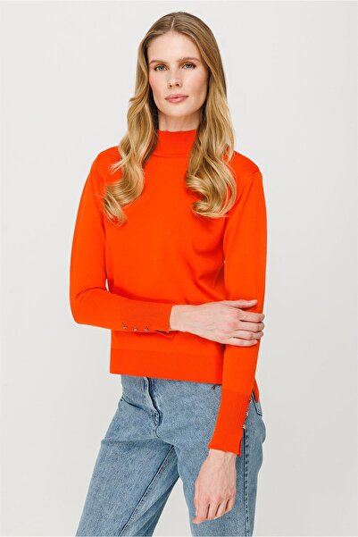 accort Yarım Balıkçı Basic Triko Kazak-ORANJE