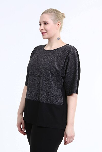 MYLİNE 3/4 Sleeve Front Glitter Blouse