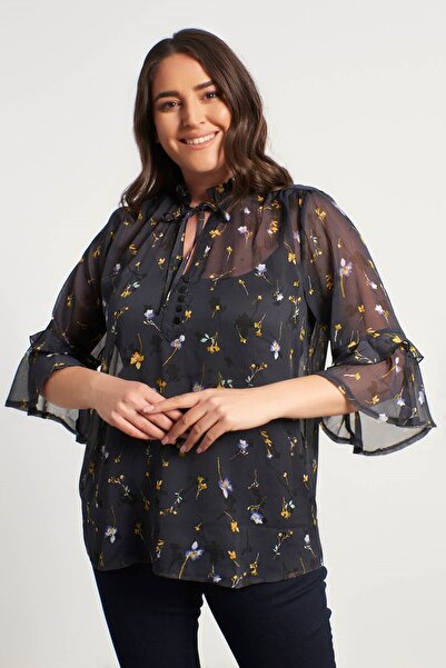 MYLİNE Μπλούζα από σιφόν με κορδόνια μπροστά