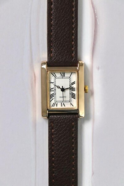 RoseandRoses Minimal Design Special Leather Strap Women's Sleeve Clock - Brown