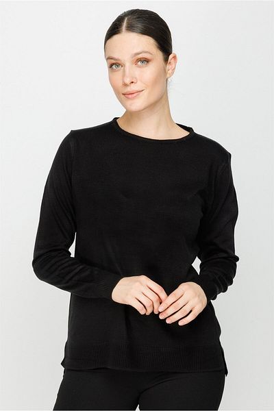 accort Crew Neck Basic Knitwear Sweater - Black