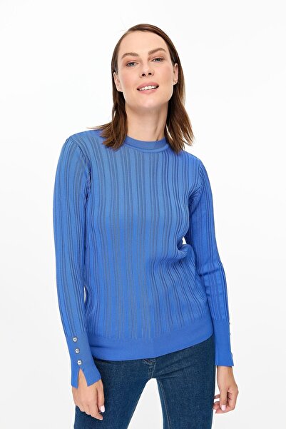 accort Kolu Düğmeli Sıfır Yaka Triko Kazak-SAX