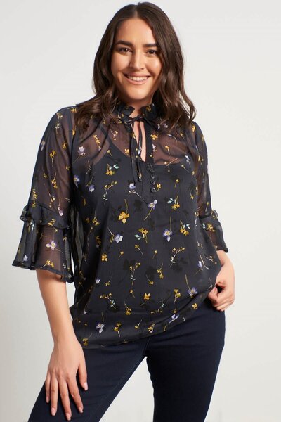 MYLİNE Μπλούζα από σιφόν με κορδόνια μπροστά