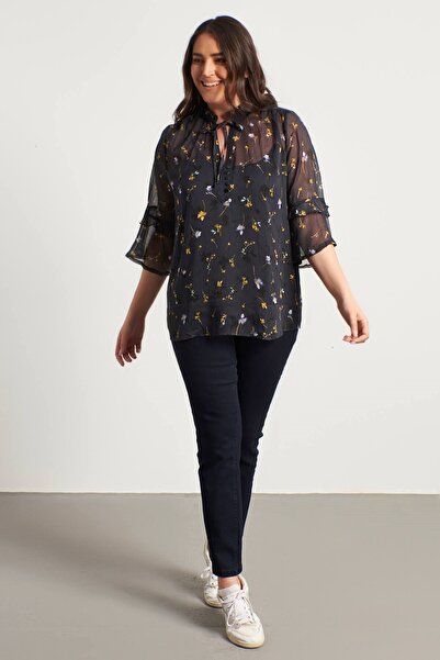 MYLİNE Μπλούζα από σιφόν με κορδόνια μπροστά