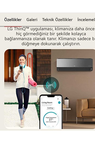LG Artcool Siyah Klima 24000 Btu